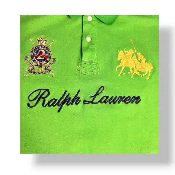 Polo Ralph Lauren 5XL Green Big Pony Crest Polo Shirt Cotton Rugby Equestrian - Picture 7 of 11